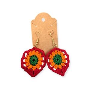 Hand Crafted Vibrant Red and Orange Earrings